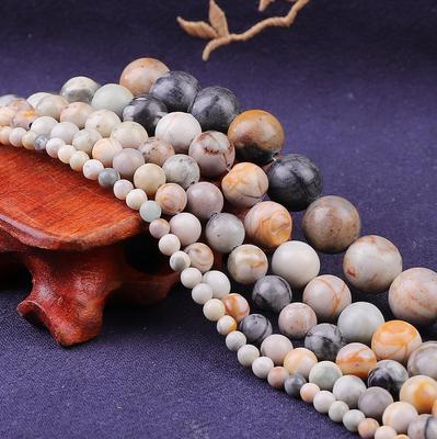 4/6/8/10/12mm Natural Stone Beads Round Gorgeous Matte Picasso Loose Beads For DIY Jewelry Making Necklace Bracelet