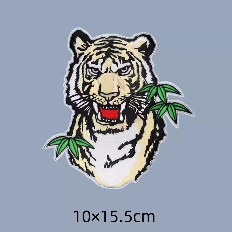 Tiger Head Embroidery Patch - Fashionable Large Applique for Coat Back Repair