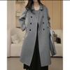 Hepburn-Style Double-Breasted Cashmere Coat for Women - 2024 Autumn/Winter Mid-Length Woolen Elegance