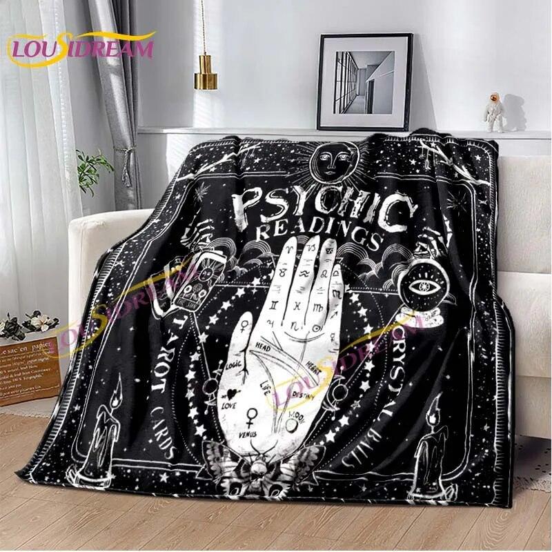Magic Ouija Board Alphabet Blanket Witchcraft Pentagon Blanket for Bedroom Living Room Sofa Gothic Ouija Hand Flannel Blanket