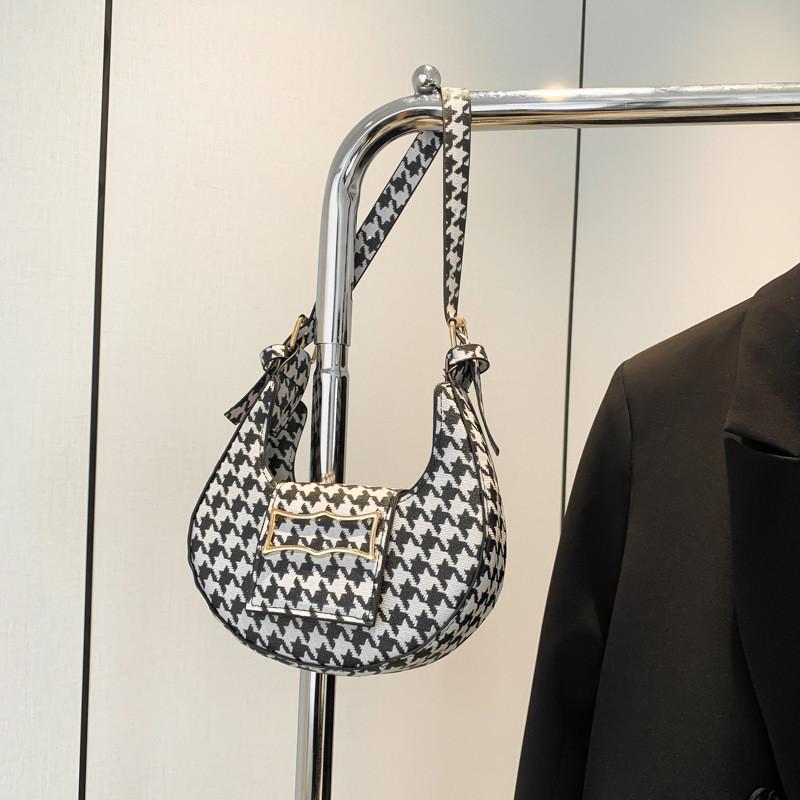 Chic Retro Crescent Bag For Women Stylish Pu Shoulder Bag In Leopard Zebra Cow Print