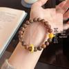 Unisex Agarwood Single-Loop Bracelet with 8mm Beads and Amber Running Ring Design