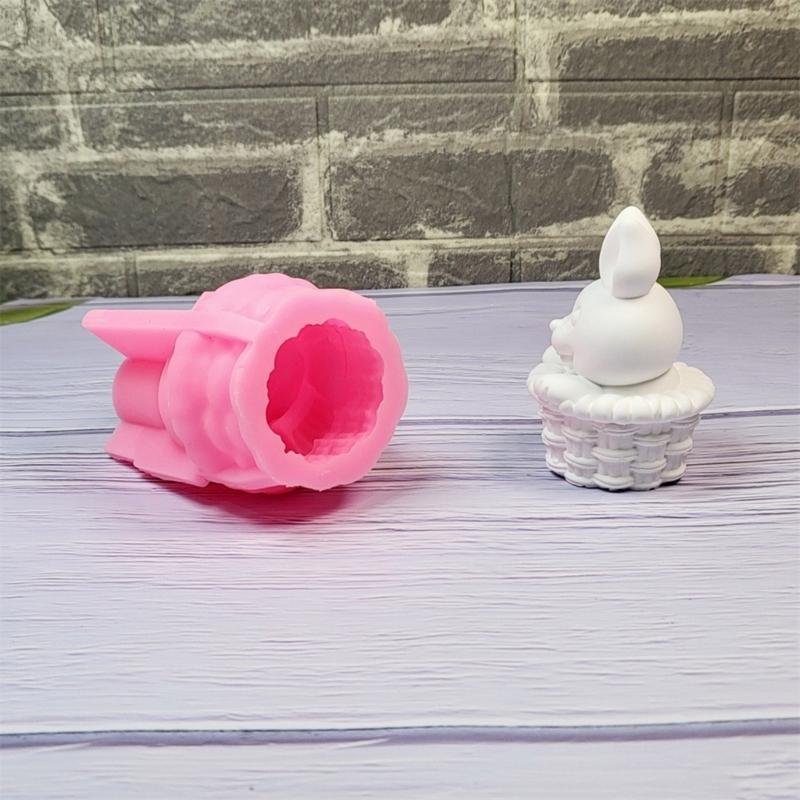 3D Korb Hasen Statue Silikon Kerzenformen Epoxidharz Silikonformen für Kerzen Seife Fondant Schokolade Kuchen Backen