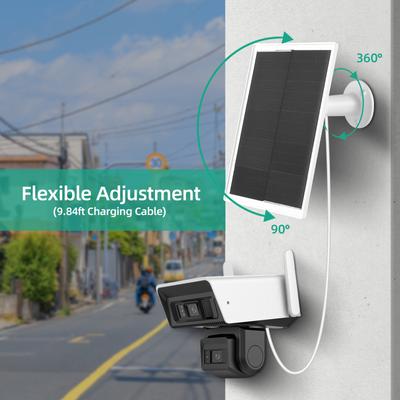 Panneau Solaire 10W pour Caméra de Sécurité Type C 5V Port Chargeur Solaire pour Caméra avec Étanchéité IP65 Câble de 9,84 pieds 360