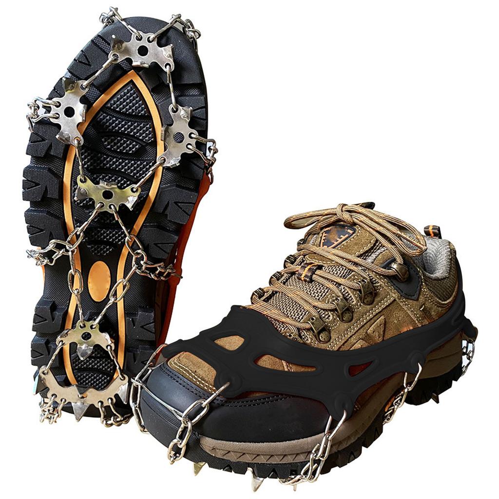 Stainless Steel Ice Snow Grips Walk Traction Ice Cleats Spikes Crampons Anti Slip Footwear for Shoes Boots Snowing Hiking Sports