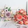 1Pc Artificial Flowers Wedding Home Bedroom Decoration Bridal Bouquet Garden Fake Silk Roses Hydrangeas Vase For Board Outdoors