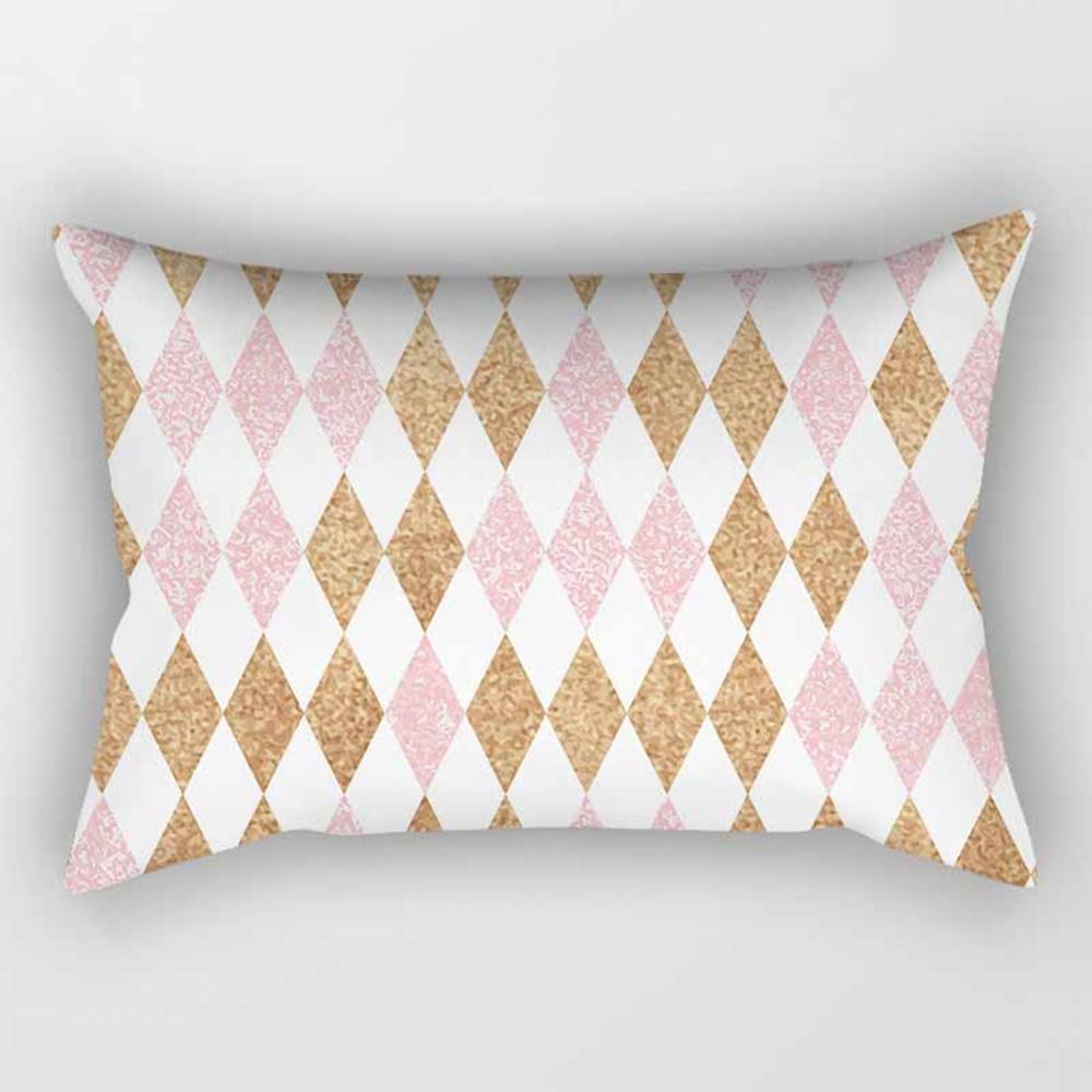 Federa rettangolare a righe geometriche rosa 30 * 50 cm Divano Abbraccio Cuscino Fodera per cuscino Soggiorno Camera da letto Elegante decorazioni per la casa