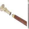Canne de Marche en Bois avec Poignée en Laiton de Style Antique Victorien Vintage de Créateur