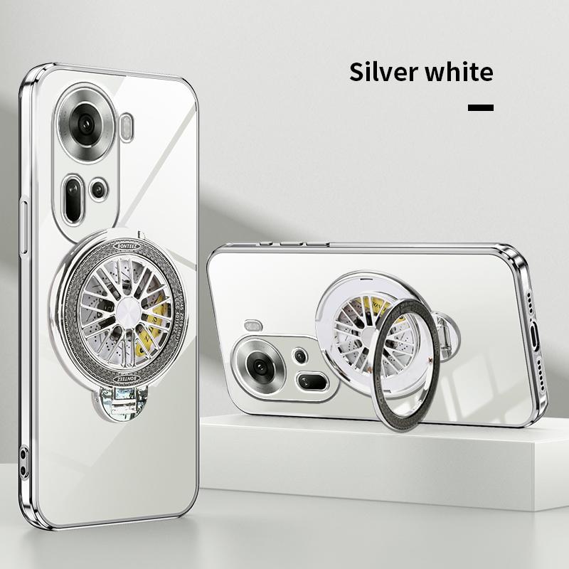 

Прозрачный чехол-подставка для телефона с гироскопом с прозрачным покрытием для OPPO Reno 12 12F 11 11F 10 8 7 Pro Plus 4G 5G Силиконовый чехол Reno 7 Pro серебряный