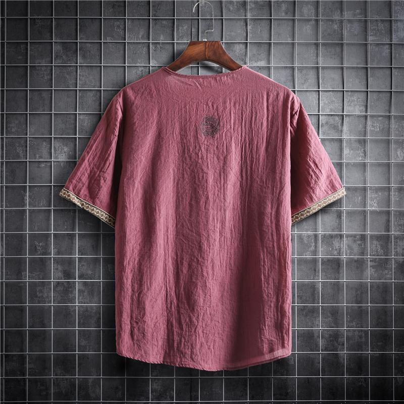 Japanese Style Kimono Men Summer Men Three Quanter Sleeve T-shirt Asian Clothes Traditional Chinese Clothing Japanese New