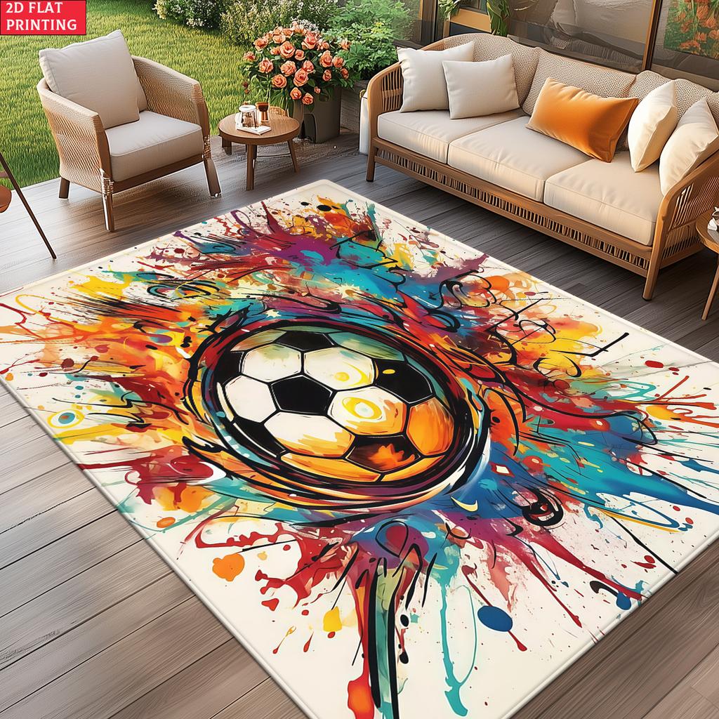 Graffiti Soccer Print Large Room Carpet Non Slip Cartoon Kids Bedroom Living Room Floor Mat Home Decor Children's Play Carpet