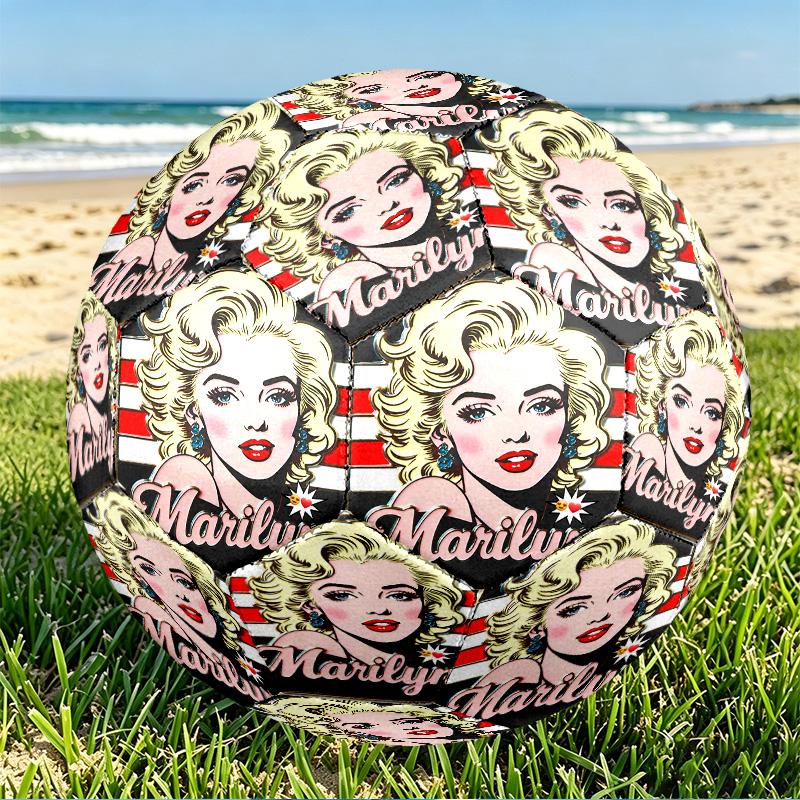 Marilyn Monroe Print Size 5 Soccer Ball, PU Wear Resistant Football for Match Training and Daily Practice, Birthday Gift for Soccer Fans
