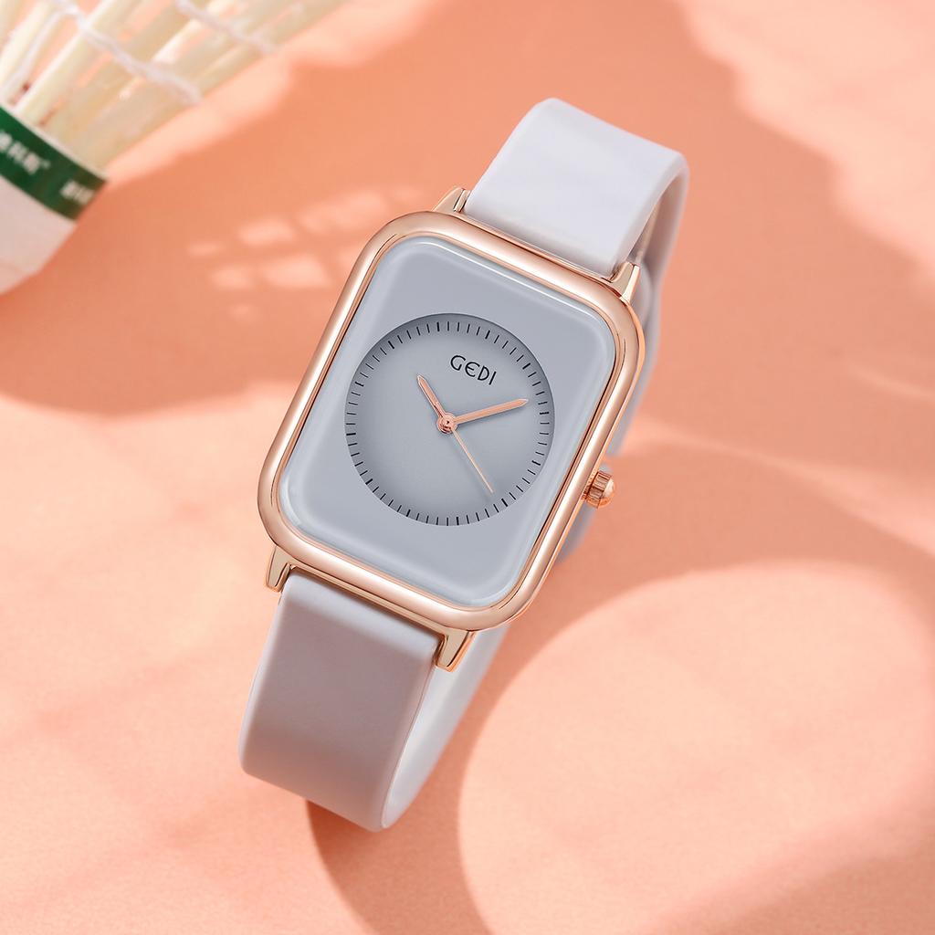 Simple And Skin-Friendly Silicone Belt Female Student Style High Value Summer Square Quartz Waterproof Watch