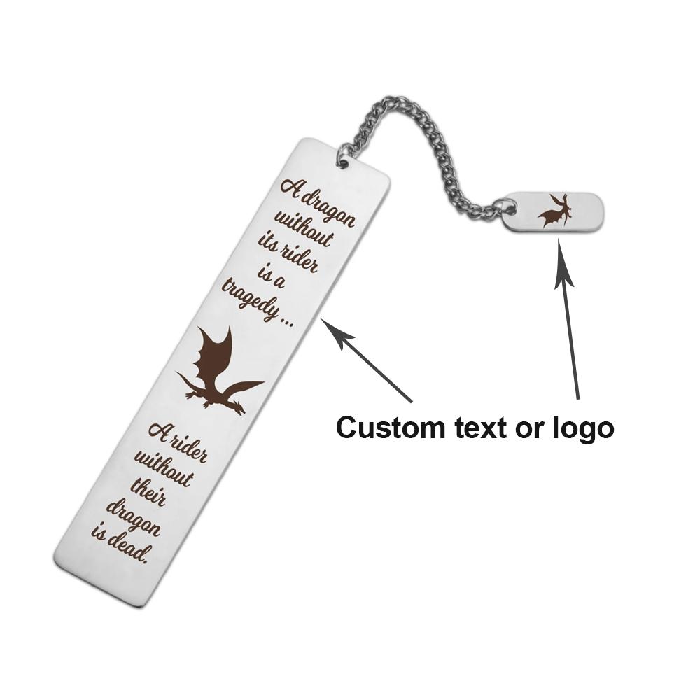 

Customized Bookmarks Engraved Text Logo Dragon Rectangle Pendant Stainless Steel Jewelry Personalized Valentine s Day Gifts