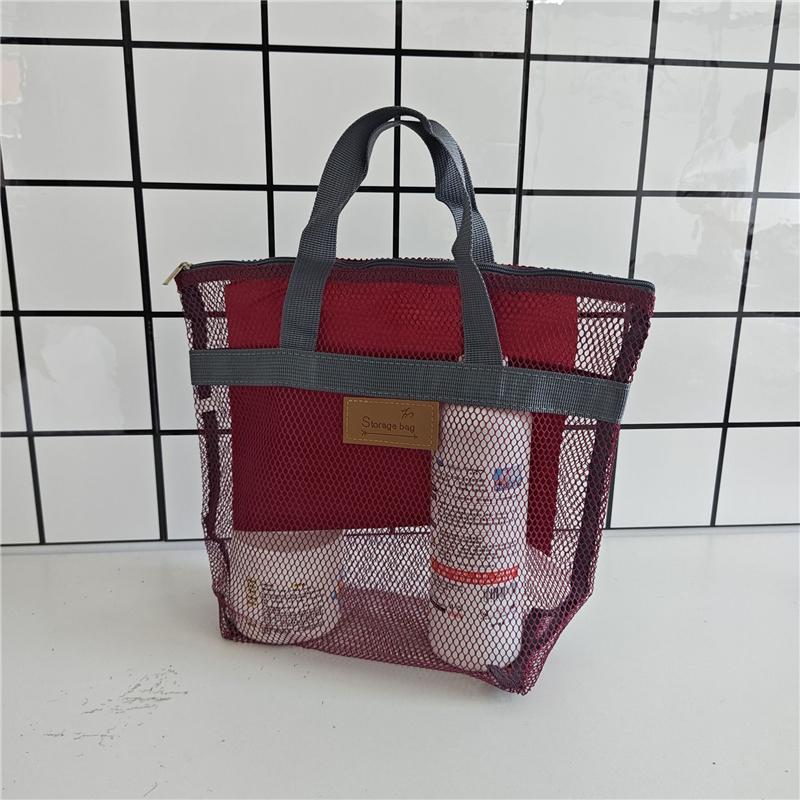 Hot Sale Large Capacity Mesh Wash Bag Large Capacity Shopping Bag Totes Shoulder Bag Foldable Portable Beach Handbags
