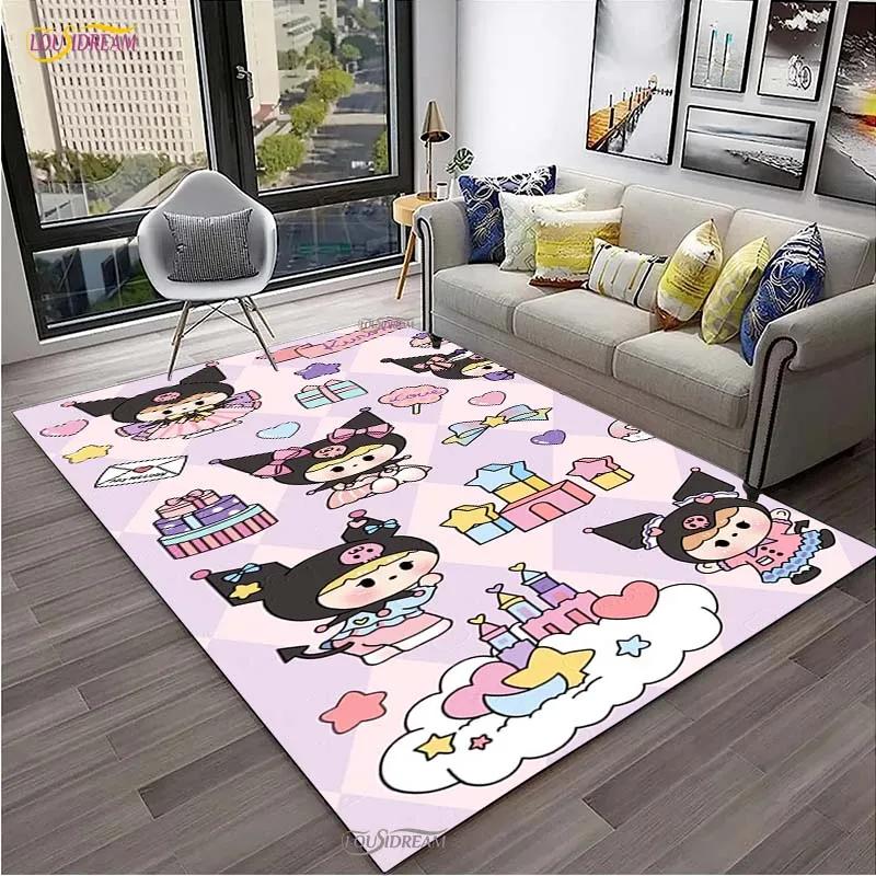 Kuromi Cartoon Anime kawaii Carpet for Living Room Bedroom Cute Rug Kitchen Door Kids Un-slip Floor Mats Alfombra Birthday gift