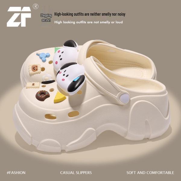 Women's Summer Thick-Soled Height-Increasing Perforated Beach Shoes – Lightweight EVA Material for Comfort and Durability.