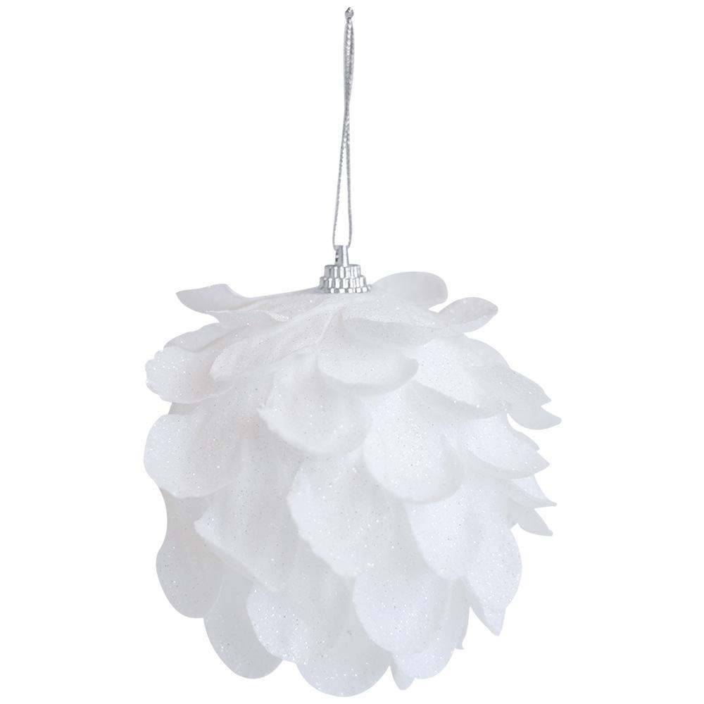 White Glitter Petal Foam Christmas Ball Ornaments for Tree Decorations