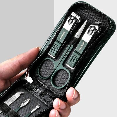 6-teiliges tragbares Luxus-Maniküre-Set, Pediküre-Set, helles Schwarz, Nagelknipser-Set, Körperpflege-Werkzeuge, Augenbrauenschere