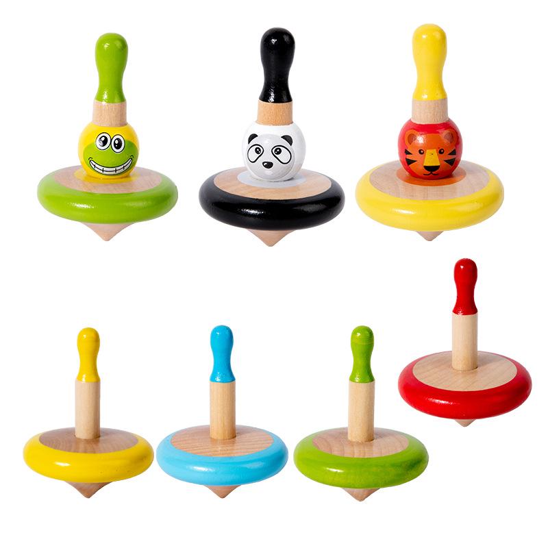 Customizable Children's Nostalgic Beech Wood Spinning Top Set