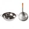 Stainless Steel Shabu Pot Divider Skimmer Ladle Wooden Handle Slotted Spoon Easy Clean