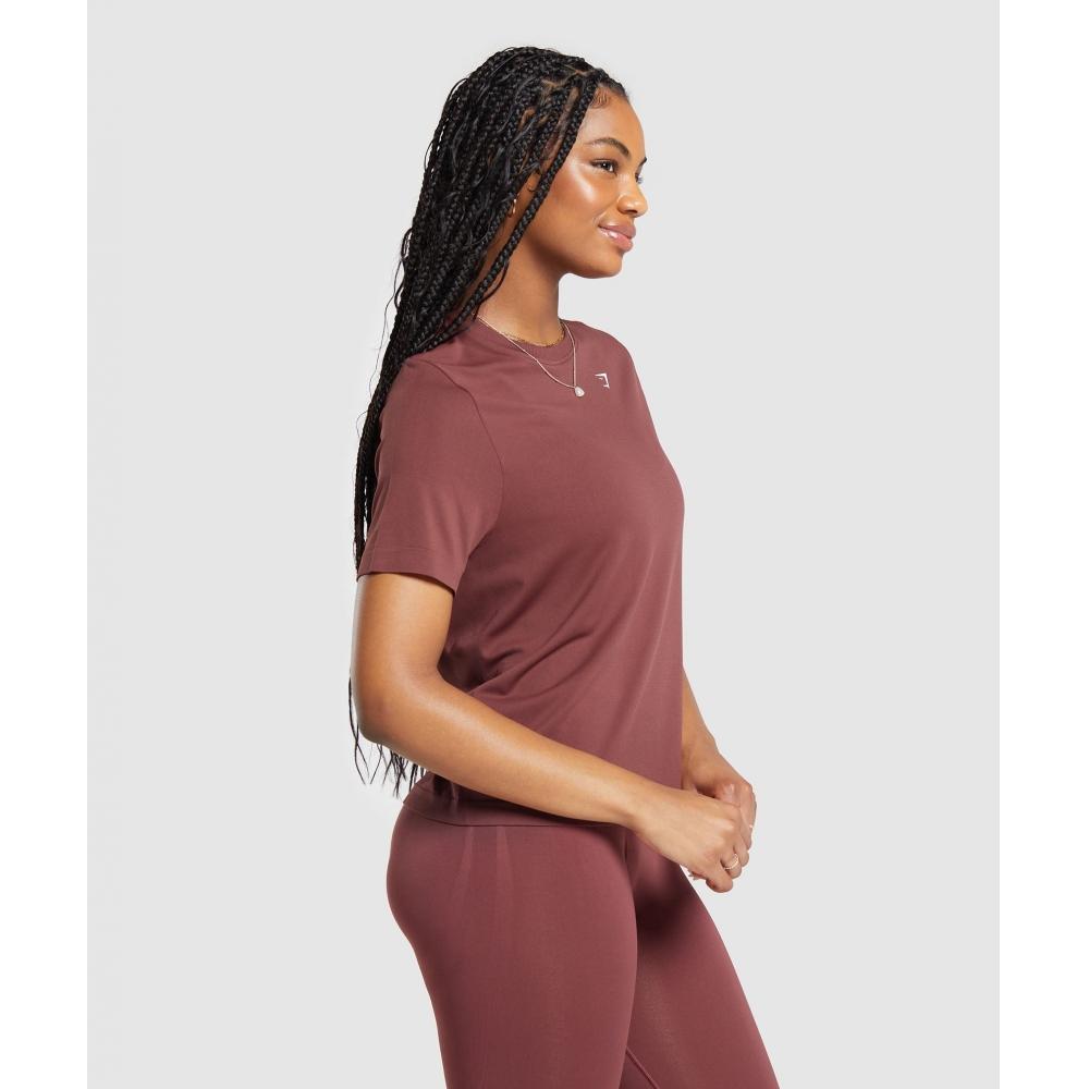 Gymshark Každodenní bezešvé tričko Burgundově hnědé B8a4n Rbqv