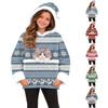 Kids Casual Christmas Pet Print Hooded Sweatshirt with Large Pocket for Holiday Wear