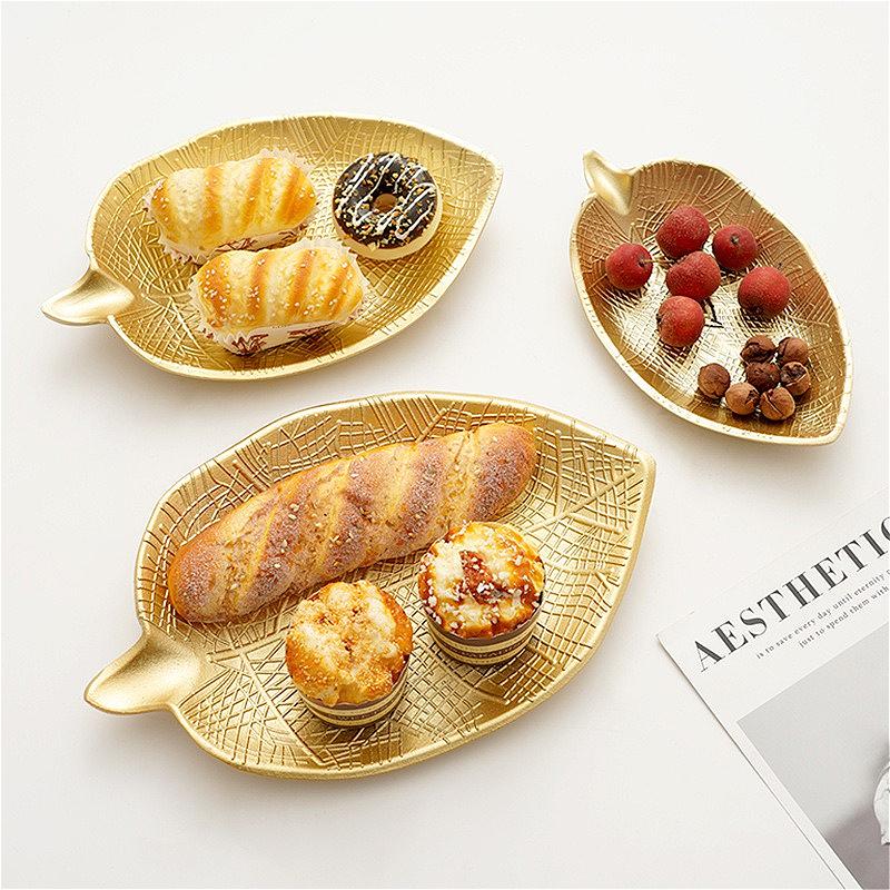 INS Nordic Gold-Toned Candy Snack Tray, Creative Serving Plate for Living Room Dining Table Decor