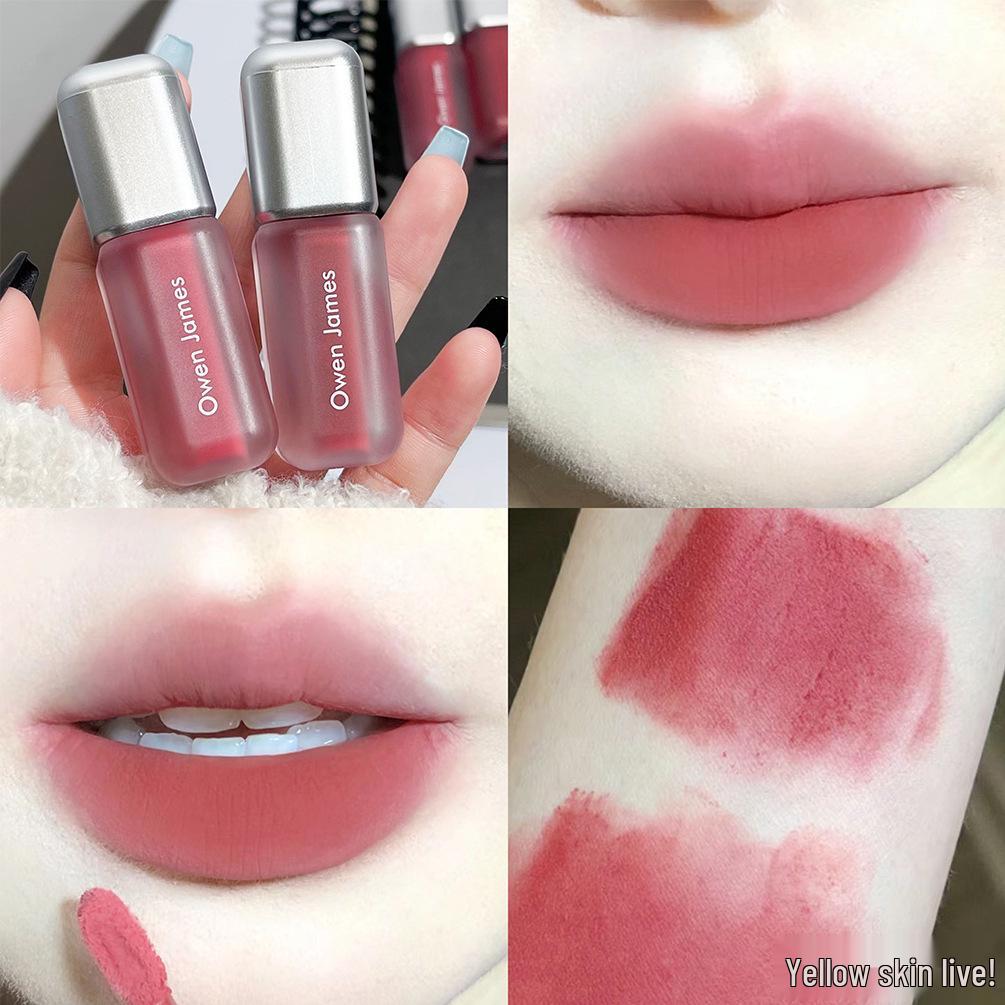 Owen James Little Silver Velvet Matte Lip Glaze - Long-lasting Whitening Lipstick for Students