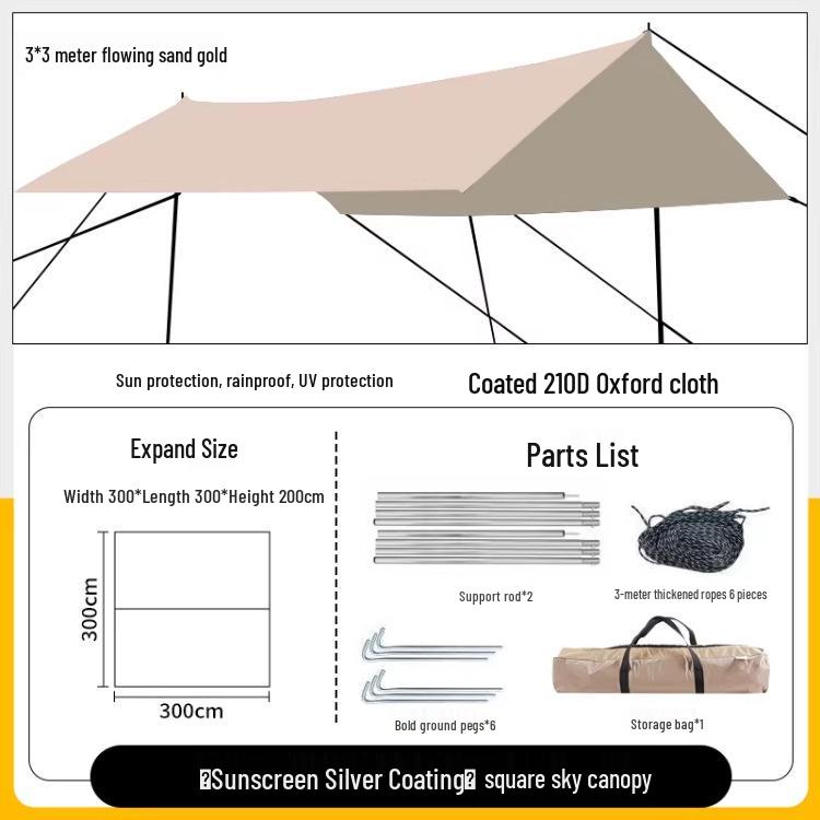Windproof Vinyl Canopy Tent: Lightweight, Rainproof, Sunshade for Outdoor Camping