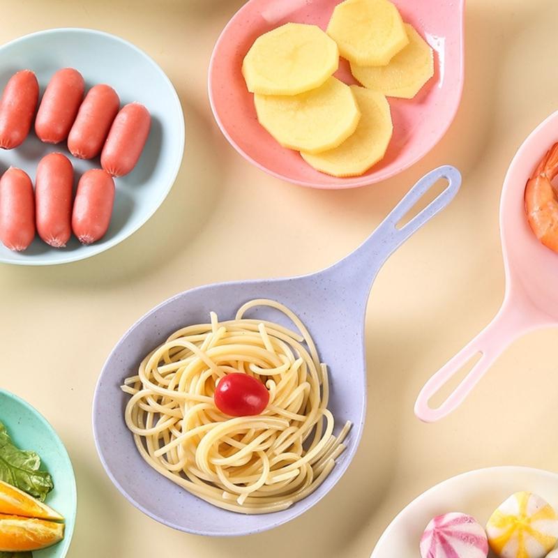 2Pcs Appetizer Eating Tray Handheld Dish Fried Chicken Snacks Plate Large Spoon Tray Fruit Dessert Cake Platter Easy Use