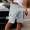 Men's Cargo Shorts Elastic Waist Drawstring  Casual Loose Solid Color Cargo Shorts With Six Pockets