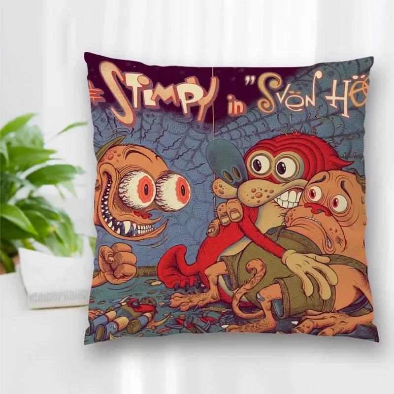Hot Sale Custom Decorative Pillowcase Ren and Stimpy Cartoon Square Zippered Pillow Cover Best Nice Gift 40x40cm