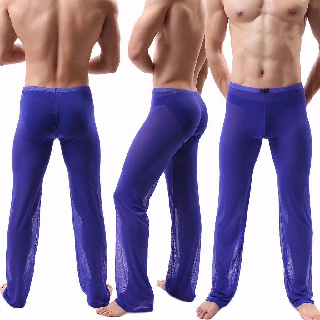 Men  Mesh Long Pants Underpants Sheer Trouser Soft Thin Mesh Lingerie