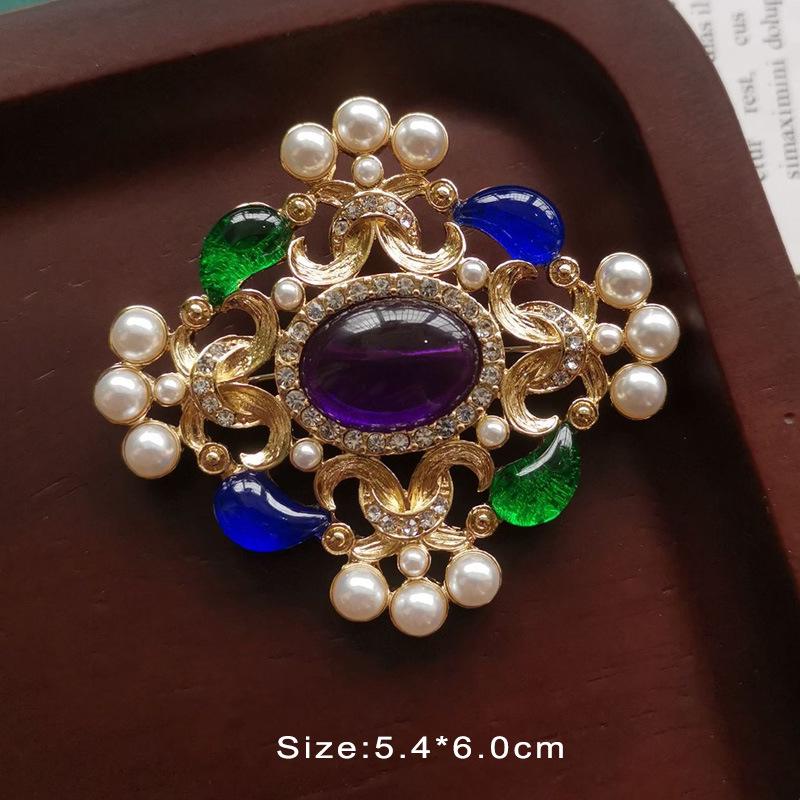 Colorful Baroque Pearl Gem Enamel Brooch Pin
