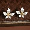 Solid Color Pearl Ear Studs Elegant Flower Earrings Jewelry Fashion Ginkgo Leaf Earrings  Gift