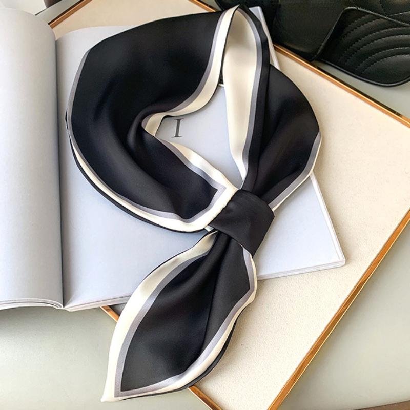Fashion Print Hair Ribbons Scarf Women Silk Scrunchies Foulard Female Neck Tie Skinny Bag Bandana Accessories Headware