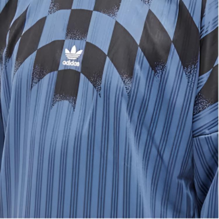 Adidas Originals Rekive Allover Striped Print Crew Neck Long Sleeve T-Shirt Men Tops Blue HK7331