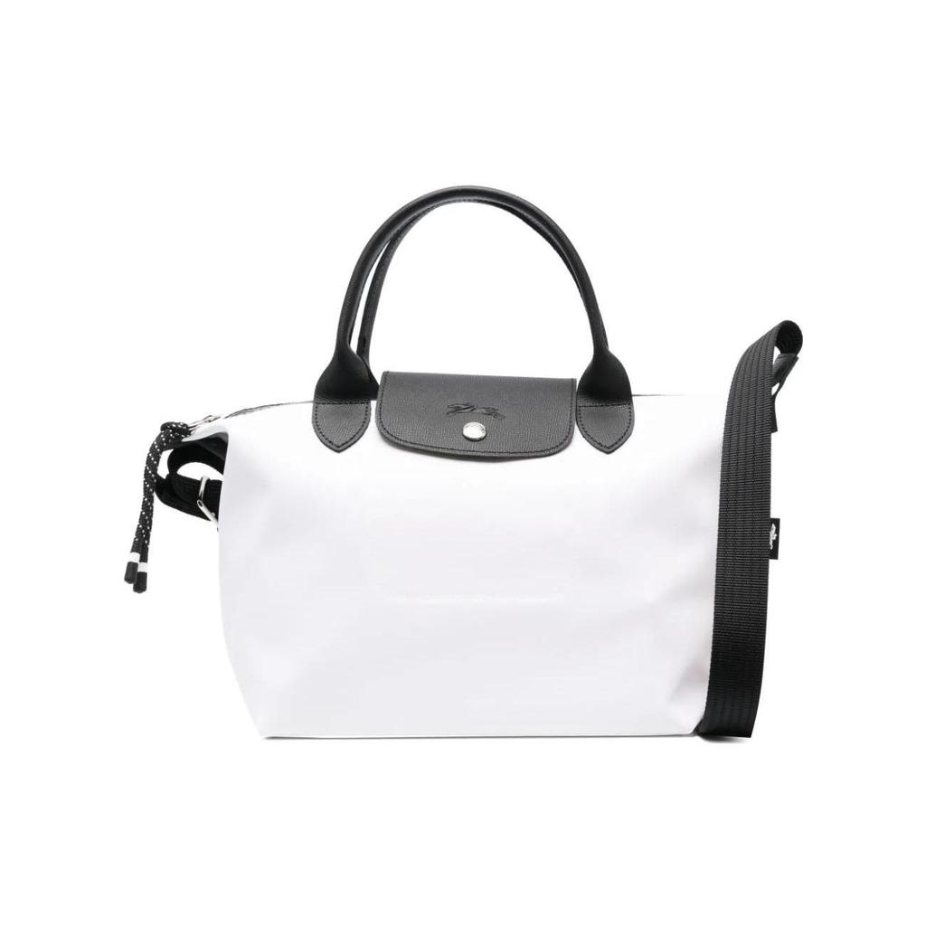 Longchamp Le Pliage Energy 25 Button Zipper Closure Canvas And Leather Dumpling Shoulder Crossbody Tote Bag Small Women Bags Black White 1512HSR007