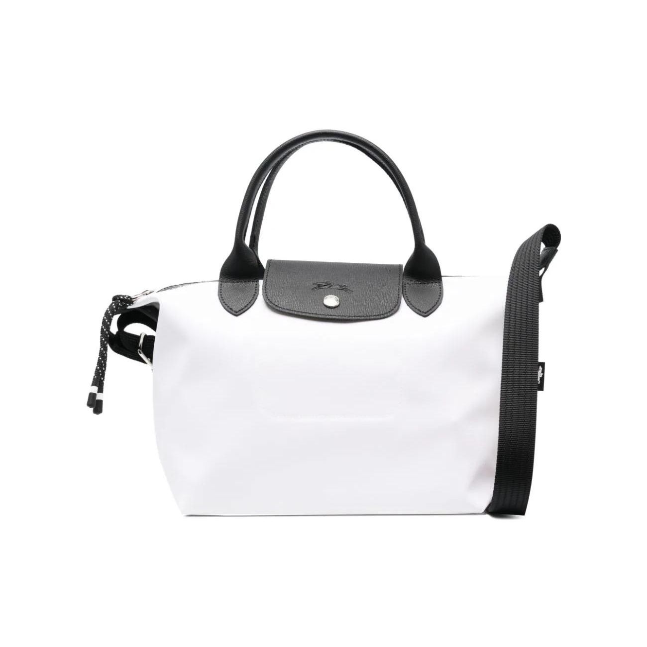 

Longchamp Le Pliage Energy 25 Button Zipper Closure Canvas And Leather Dumpling Shoulder Crossbody Tote Bag Small Women bags Black White 1512HSR007 Basic Set (Bag)
