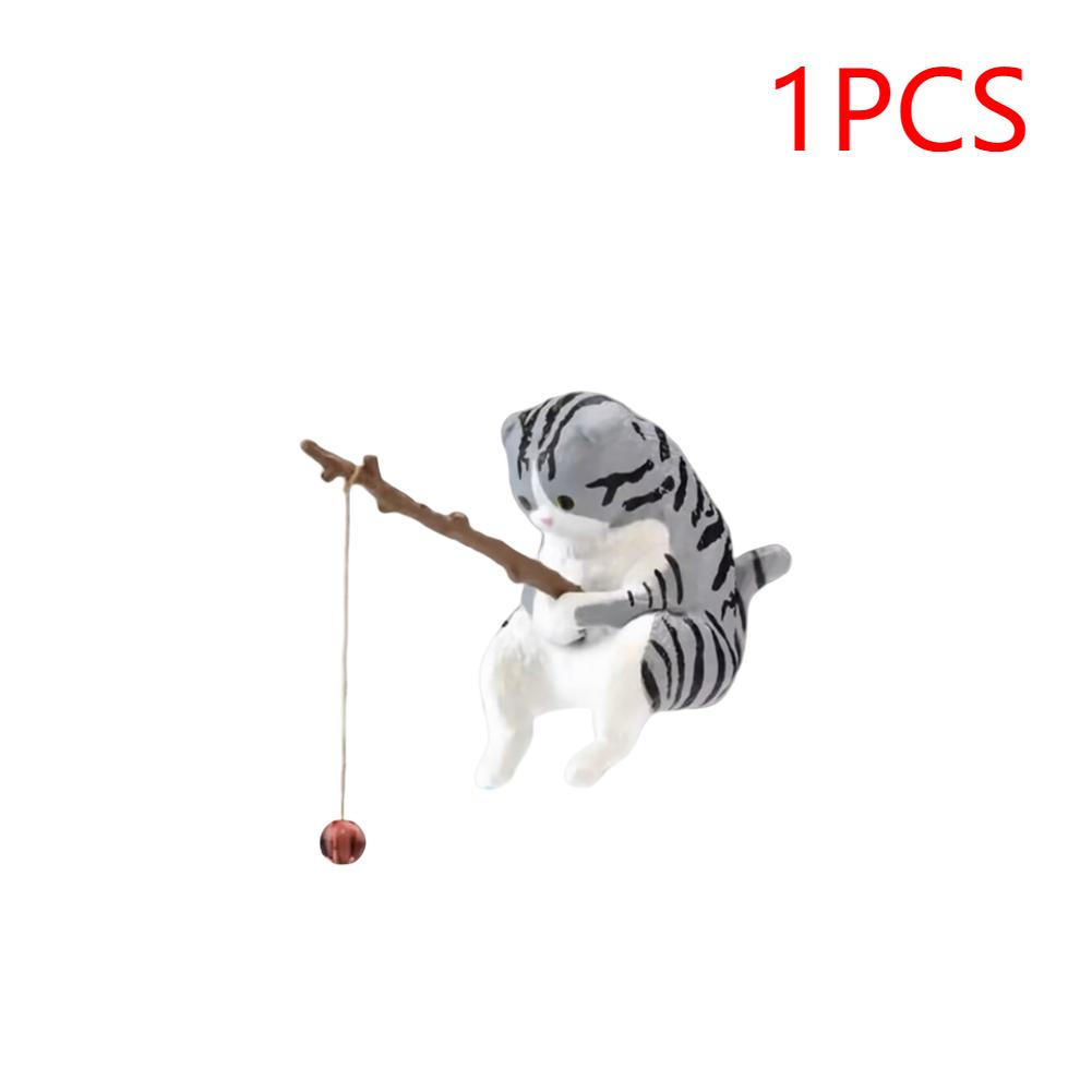 1-5PCS Fishing Cat Aquariums Decorations Fishtanks Hangable Decors Landscape AquaticPet Fishtank Ornament Desktop Accessories