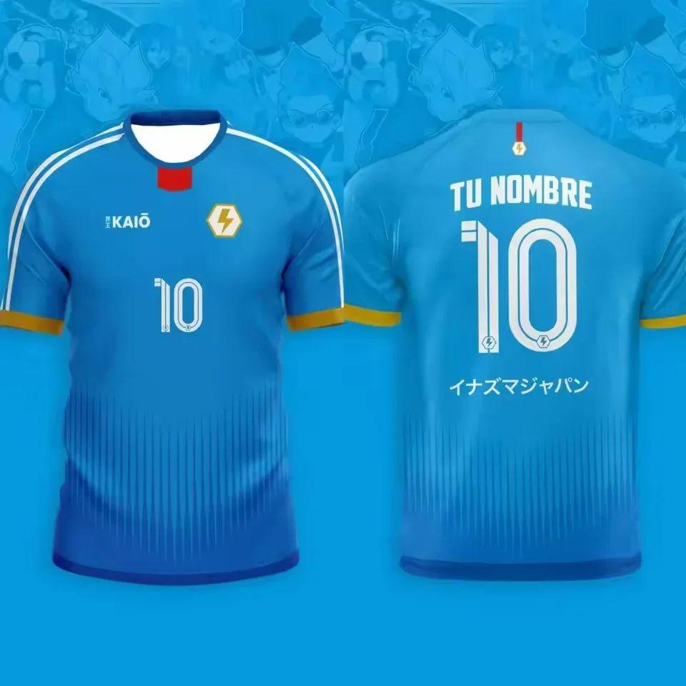 Men's Soccer T-shirt, Japanese Anime Inagi Eleven Collaboration Short-Sleeve T-shirt, Summer Comfortable Sports T-shirt for Kids and Men