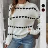 2026 Autumn/Winter Sweet Date Heart Pattern Knit Sweater for Women - Long Sleeve