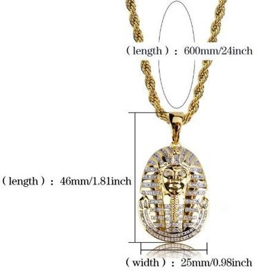 Retro Mysterious Vintage Egyptian Pharaoh Pendant Necklace Men's Ladies Hip-Hop Zircon Pendant Jewelry Gift Male