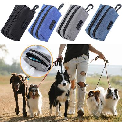 Double Zipper Dog Poop Bag Holder Cleaning Tools Multifunctional Pet Treat Bags Dog Walking Pet Waste Bag Dispenser Outdoor