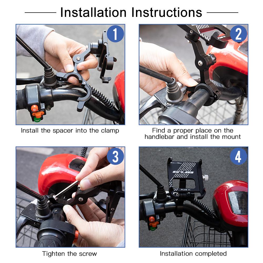 Aluminum Bike Phone Holder 360 Degree Rotating Adjustable Anti Slip Cycle   Bicycle Handlebar Phone Mount Holder Stand