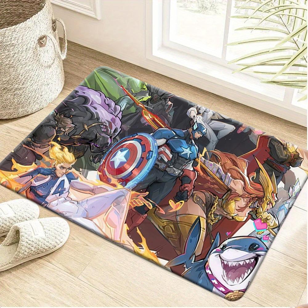 Bath Mat 1pc, Spider- Jump Pose, MARVEL Flannel Rectangular Mat, Bathroom Non-Slip Entrance Mat, Fun Door Decoration Mat, Home
