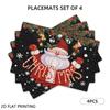 4pcs/6pcs, Christmas Placemat Set, Black Background Santa Placemats Table Decor, for Dining, Parties, And Holiday Gatherings Perfect Gift for Parents,