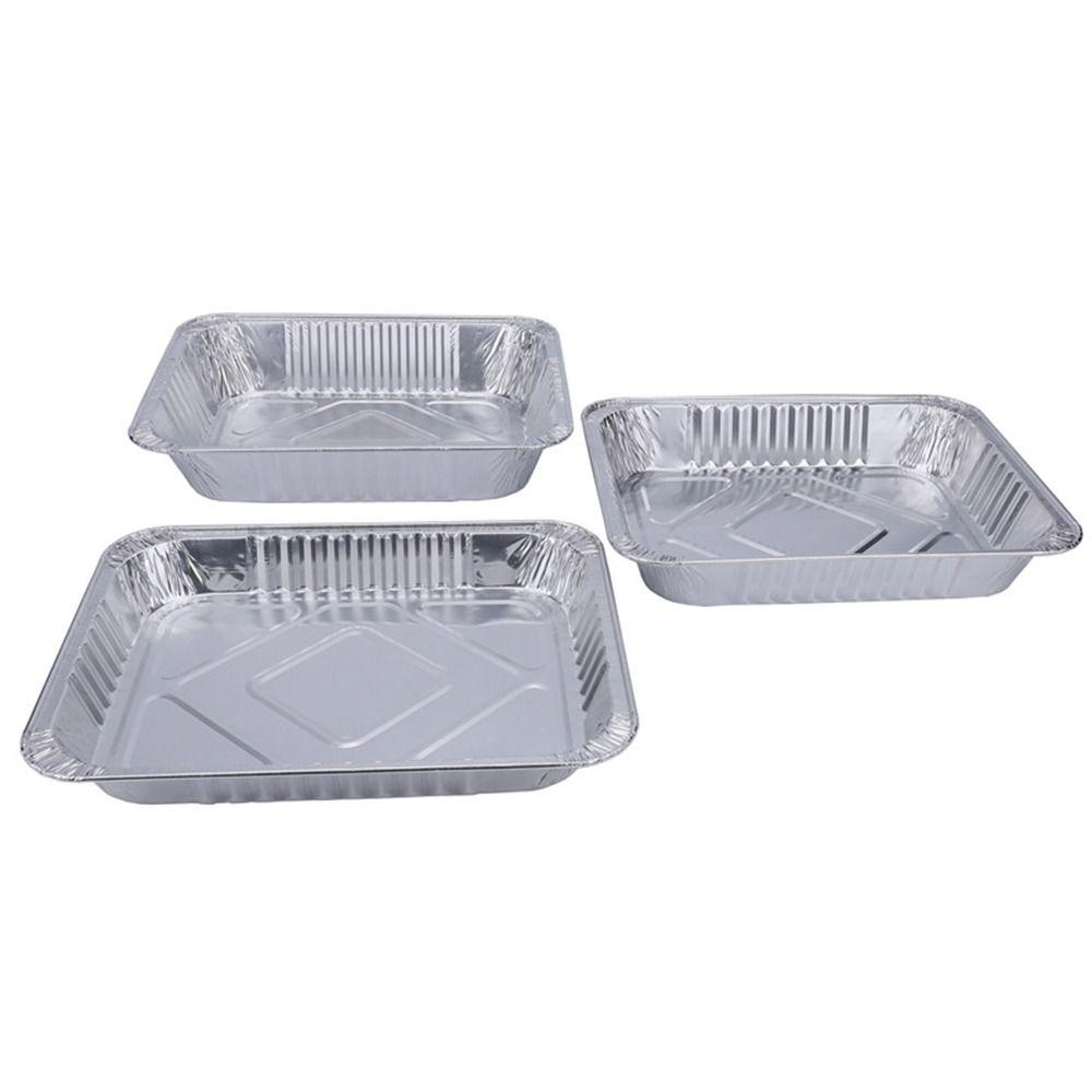 5Pcs 12 Inch Aluminum Foil Box Non-stick Baking Tray Portable Food Container  Oven BBQ Baking Tools