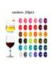 Segnabicchiere in silicone multicolore per vino rosso, ideale come ciondolo identificativo per bicchieri, etichette per feste e articoli per feste.